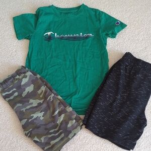 Camo and Black Shorts Set